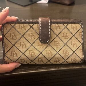 Dooney & Bourke Beige and Brown Checkered Wallet